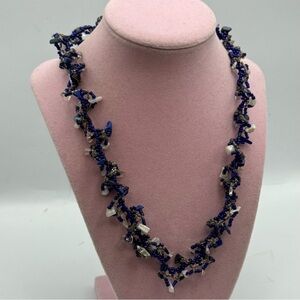 Elegant Blue and Black seed Beaded Necklace